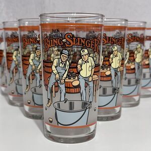 Vintage 90’s Jack Daniel’s Bung Slinger Drinking Recipe Glass Set